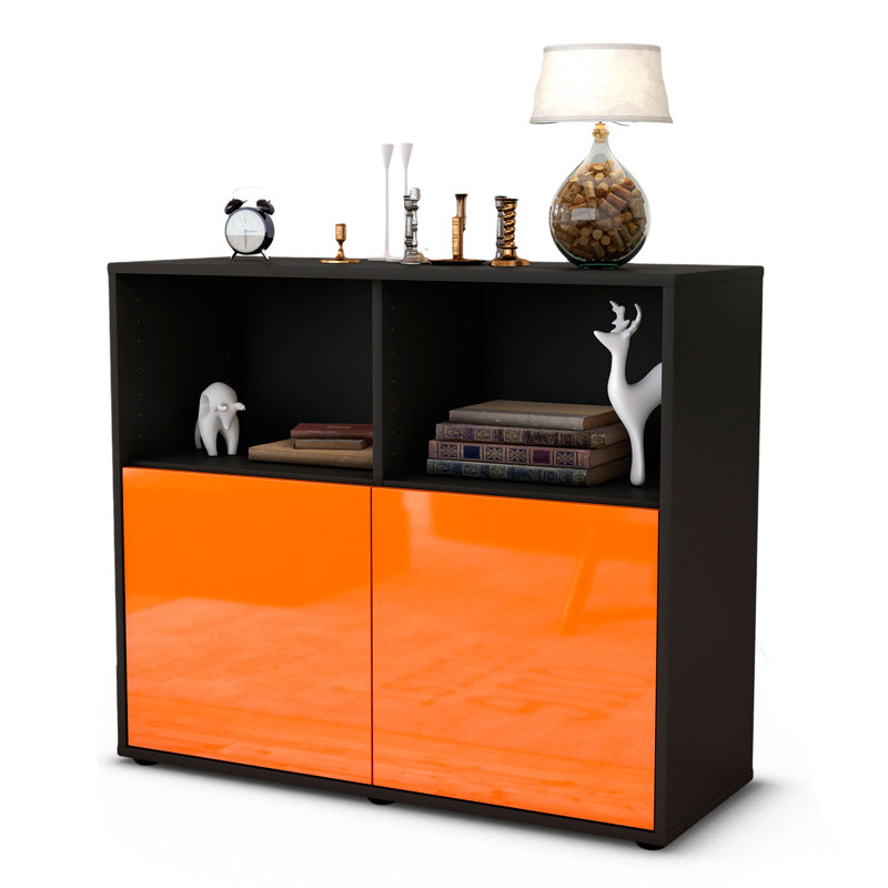 Raleigh 92cm Sideboard, Anthracite/High-gloss orange