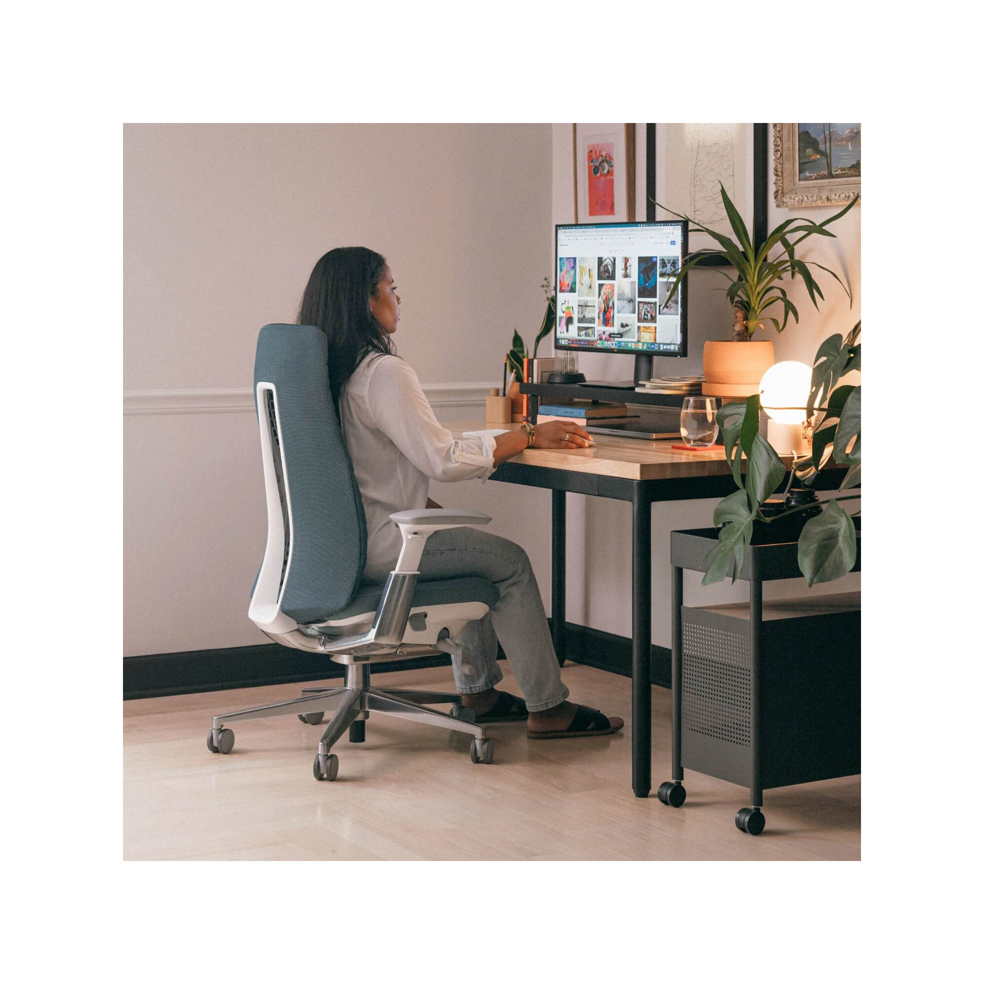 Haworth Fern Digital Knit Task Chair, No, Dark Lagoon