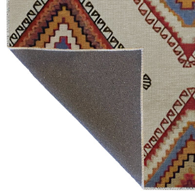 Tapis décoratif multicolore à motif géométrique rectangulaire Mira