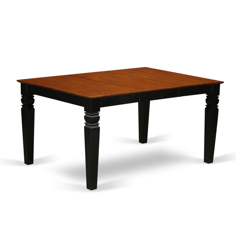 5 Piece Kitchen Table & Chairs Set Includes a Rectangle Dining Room Table with Butterfly Leaf and 4 Faux Leather Chairs, Black & Cherry