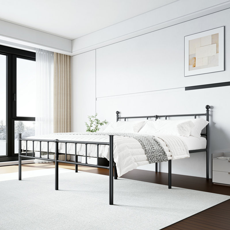 18" Platform Bed Frame,Heavy Duty Metal Iron, No Box Spring Needed, Noise Free,Double Beds for Couples, Families , Perfect for Master Bedrooms & Shared Living Space,Queen