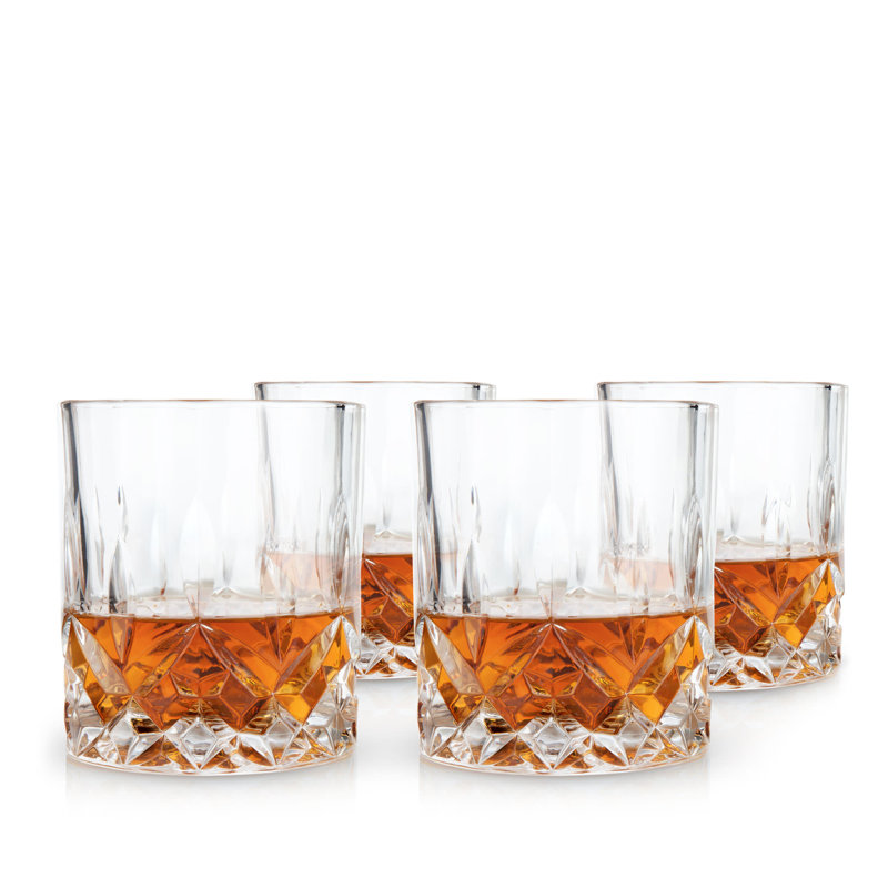 Viski Admiral Crystal Whiskey Tumbler Set, Premium Crystal Clear Liquor Drinking Glass, Classic Lowball Cocktail Glasses Gift Set