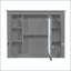 Pharmacie murale 35x28 avec 5 tablettes, porte miroir et tablettes latérales ouvertes - Gris-129599147