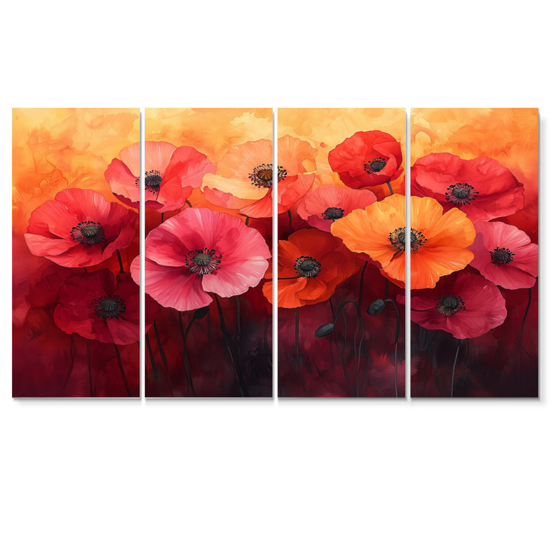Ketcham - coquelicots - art mural traditionnel, 4, H 28 po x l 48 po