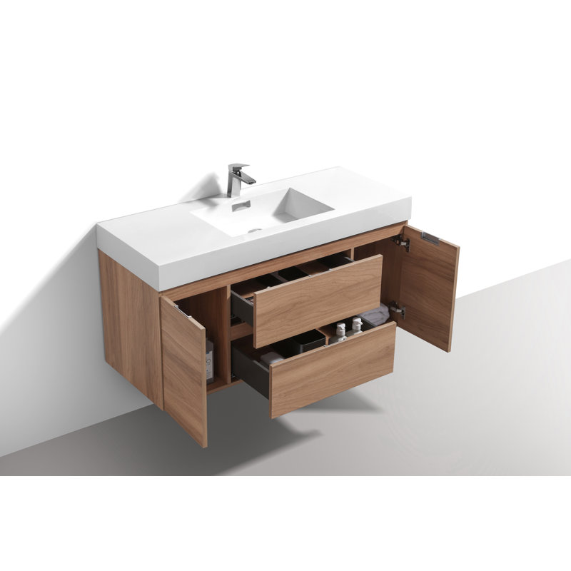 47.25'' Single Bathroom Vanity with Acrylic Top, Honey Oak