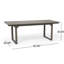 Table de salle à manger extensible pour l'extérieur en bois gris avec cadre en forme de U et plateau de table à lattes pour une expérience de détente, assemblage des pieds requis.