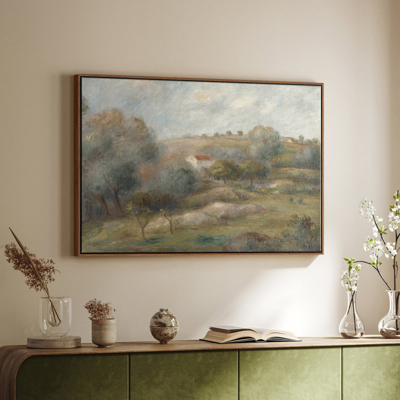Paysage rétro - CDL XXXIV - impression, Toile avec cadre noyer, H 27 po x l 41 po x P 2 po