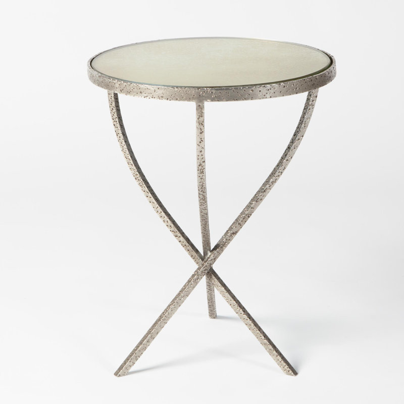 Table de trépied martelée - Sm, Nickel, H 19 po x l 15,25 po x P 15,25 po