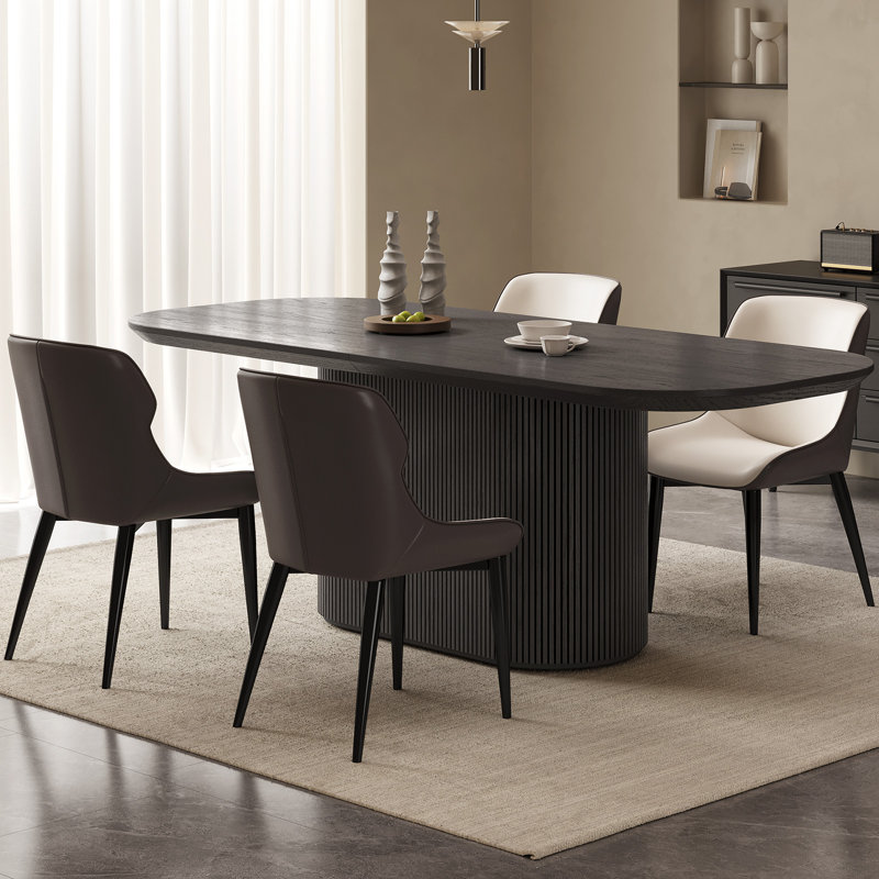 Ensemble de table de salle à manger 86,61 "moderne ovale noir avec 4 chaises pour la cuisine, le bar et le salon
