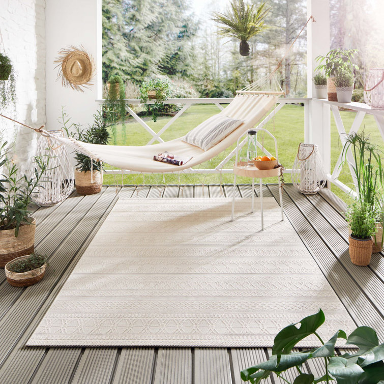Kocher Striped Machine Woven Flatweave Indoor / Outdoor Area Rug