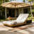 Modern Coastal Acacia Wood Chaise Lounge With Rope Accents And Adjustable Backrest-123651432