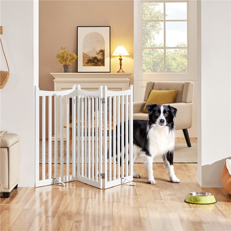 90 × 50 cm Wooden Freestanding Pet Gate, White