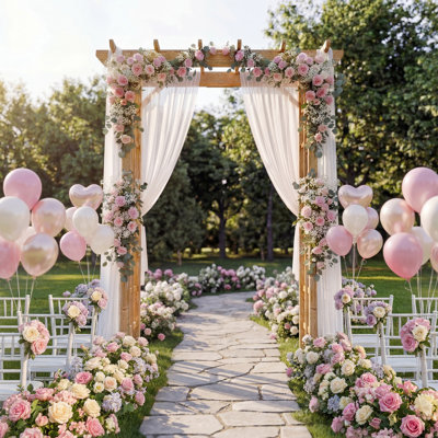60'' W x 85'' H Solid Wood Garden Arbor, Outdoor Pergola Trellis For Climbing Plants For Patio, Backyard & Wedding Events