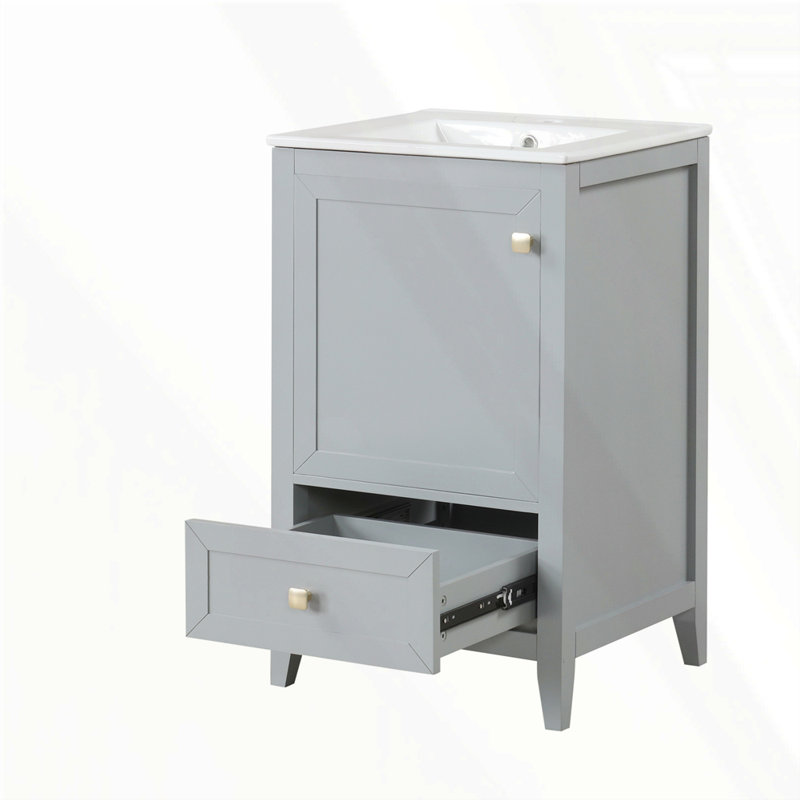 Meuble-lavabo de 20 po avec lavabo, Gris