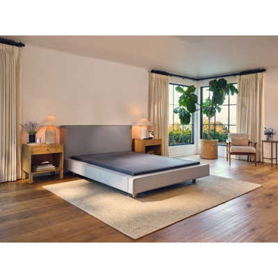 Purple 9" Standard Profile Modern  Metal Flat Mattress Foundation Platform Bed Base with Steel Frame, 14 Slats & Zip-On Cover, Heavy-Duty Support