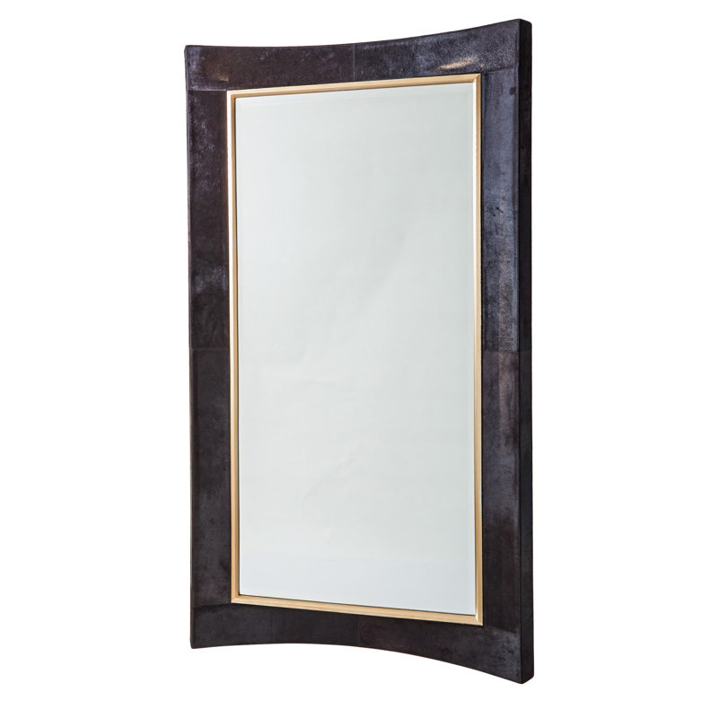 Curved Floor Mirror-Hair-on-Hide, Black