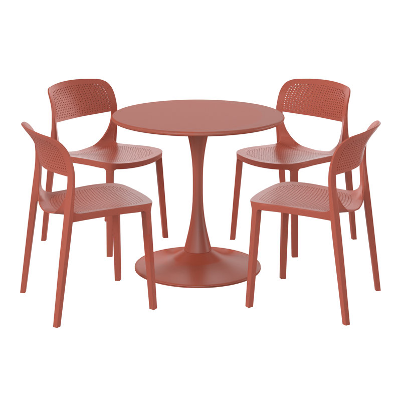 Outdoor Round Dining Set, Red