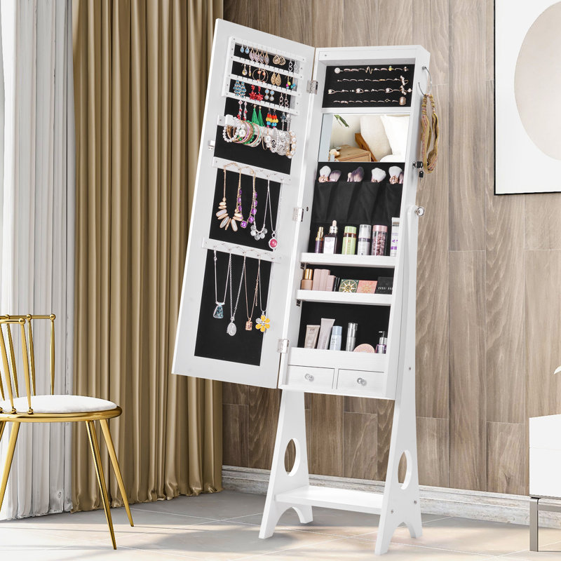 Armoire à bijoux avec miroir Aikeem, Blanc