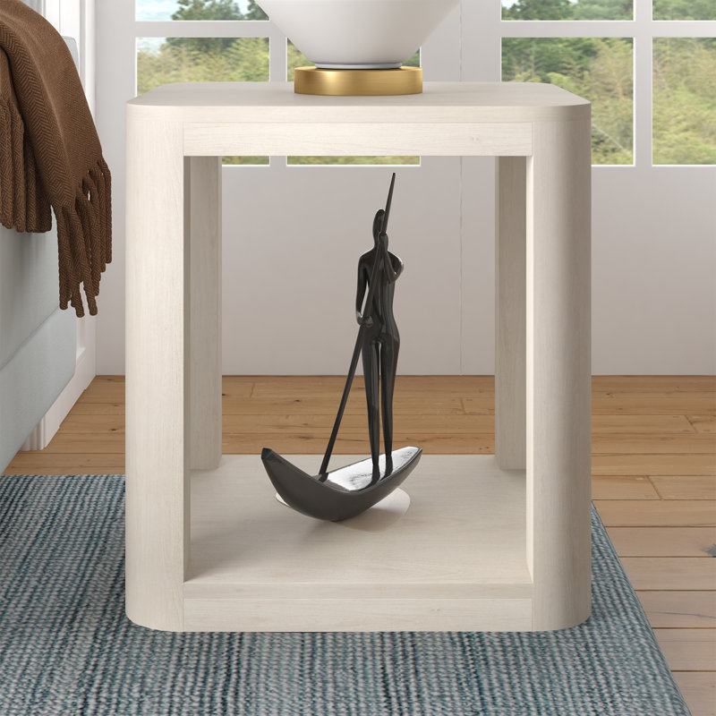 Table d'appoint carrée en aulne Sophiaisabelle, Blanc