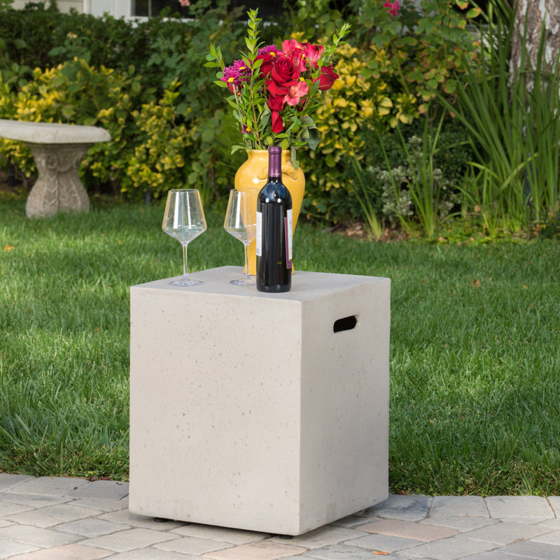 Fen Concrete Propane Smokeless Fire Pit Table, Light Grey