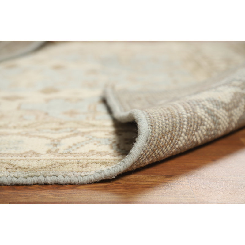 Tapis carré bleu clair en laine Oushak