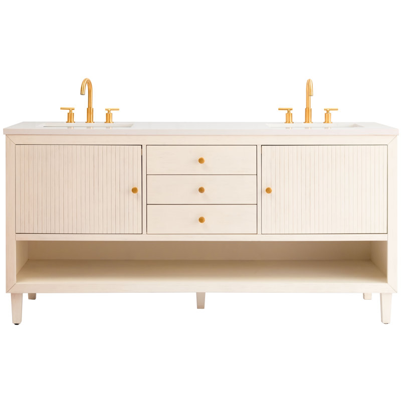 Lisbon 72"L Free Standing Vanity Base in Antique White