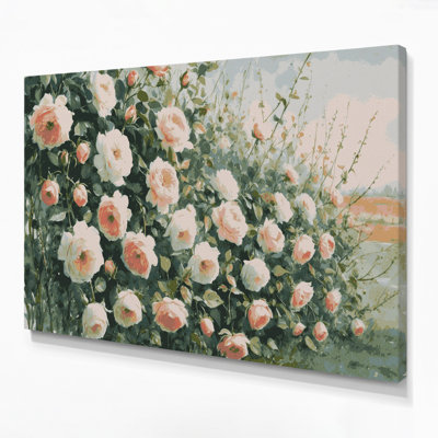 Farm Country Rose Sprays Beige Canvas Wall Art