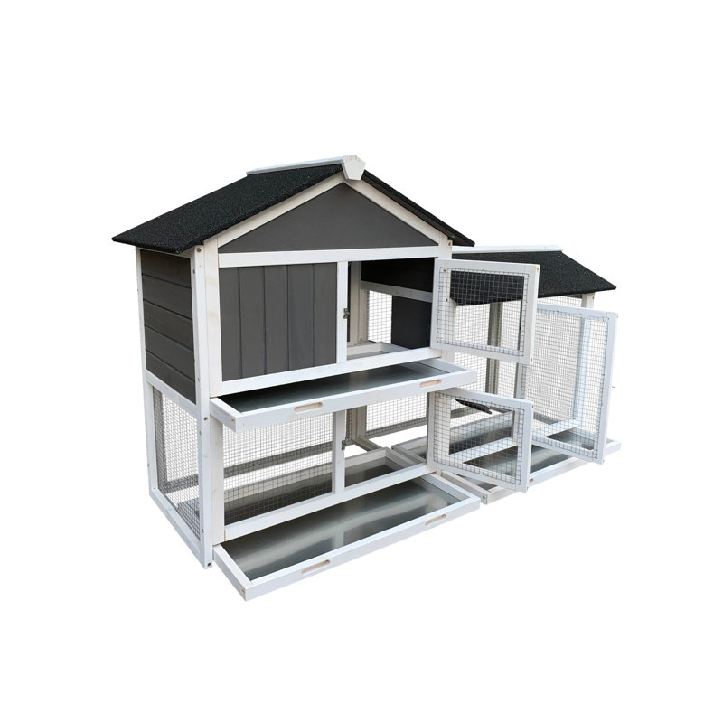 Habitation de lapin avec séparation réfléchie et rampe de plateau amovible pour petits animaux