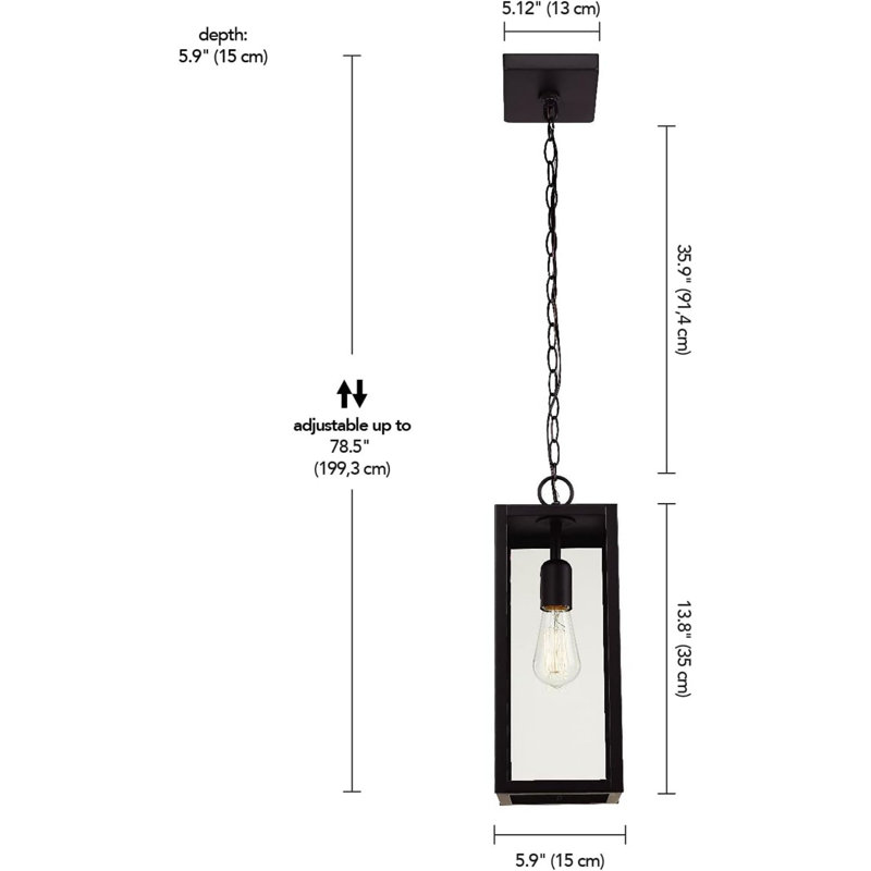 Luminaire suspendu d'extérieur 1 lumière, noir mat, abat-jour en verre transparent, douille E26, îlot de cuisine, café, luminaire suspendu au plafond, moderne, rétro, véranda, ampoule non incluse