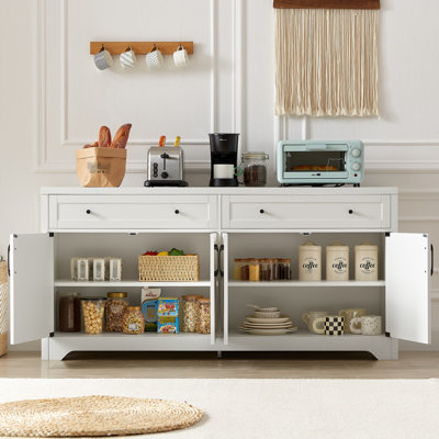 Meuble télé 61 po pour bureau - Multifonctionnel avec panneau de particules blanc comme chambre à vin