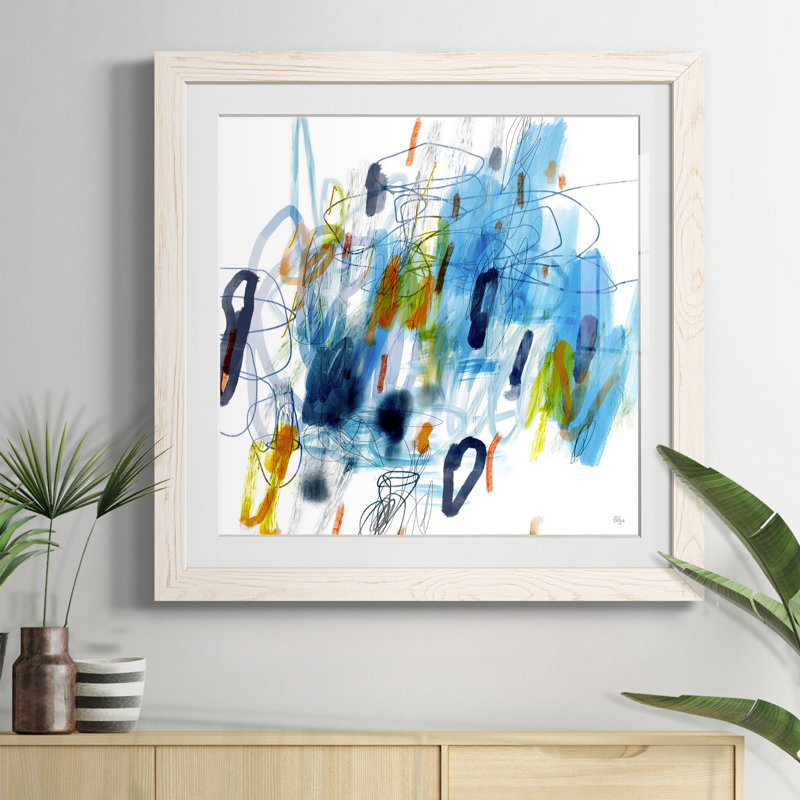 Up And Down - Peinture encadrée, H 27,5 po x l 27,5 po x P 1,5 po, Cadre blanc