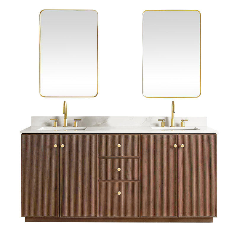 Meuble-lavabo double Waubun Rally, Marron foncé