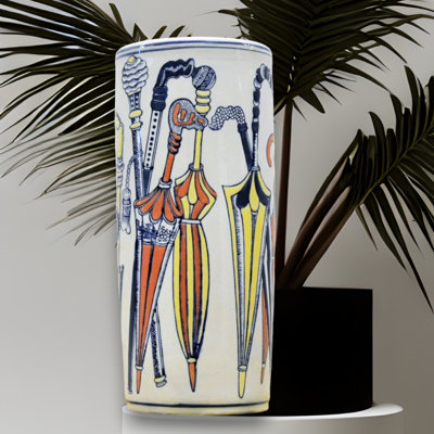 Maximiliano Ceramic Freestanding Umbrella Stand – Traditional Glazed Design, Weather-Resistant, Perfect for Home & Office