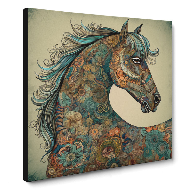 Horse Paisley No.4 - Wrapped Canvas