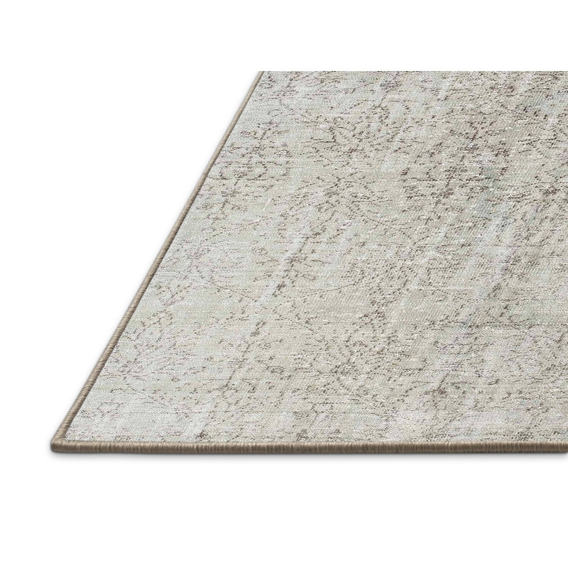 Tapis traditionnel gris et blanc, Rectangle 5 pi x 7 pi