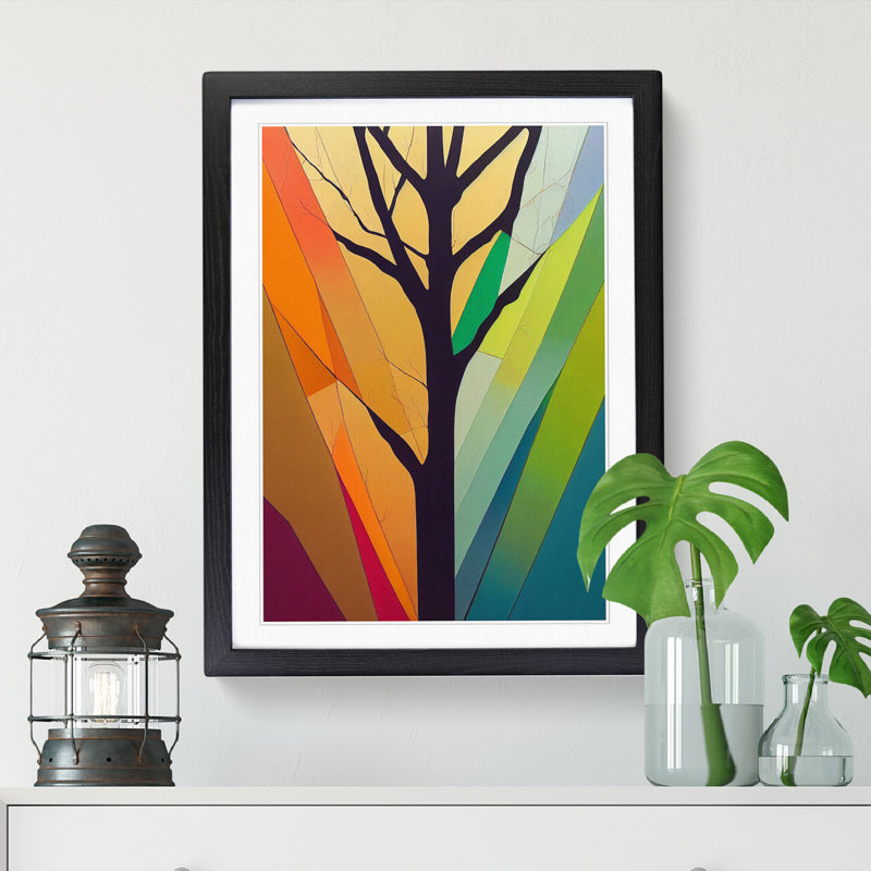 FRM-V0523-2534X Tree Abstract Block Vol.2 1 Piece Single Picture Frame Wall Art, 46cm H x 34cm W x 2cm D, Black