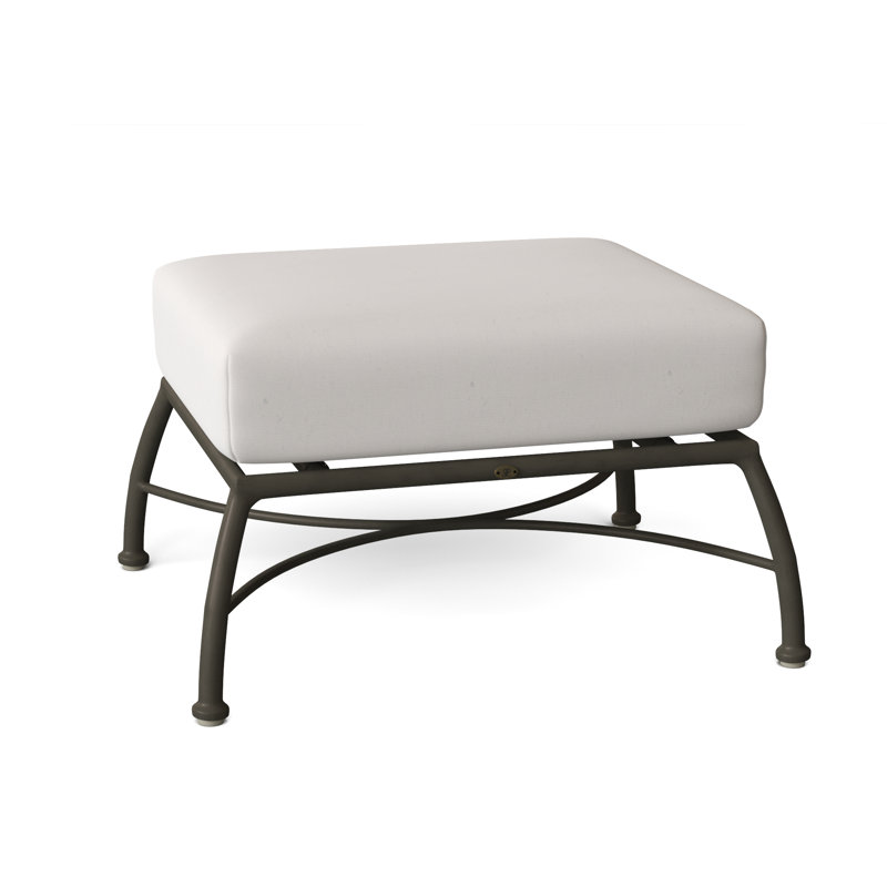 Majorca Outdoor Ottoman with Cushion, Welt, Natural White
