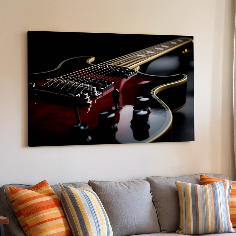 Toile, gros plan d'une élégante guitare électrique, H 9 po x l 12 po
