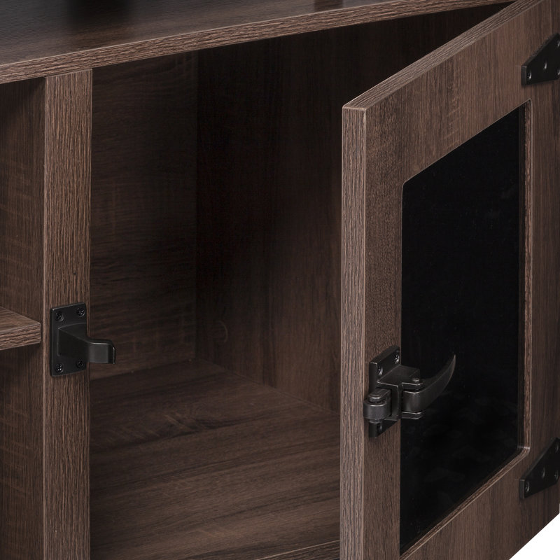 Mirella Low Wall Cabinet Glass Doors, Southern Tobacco