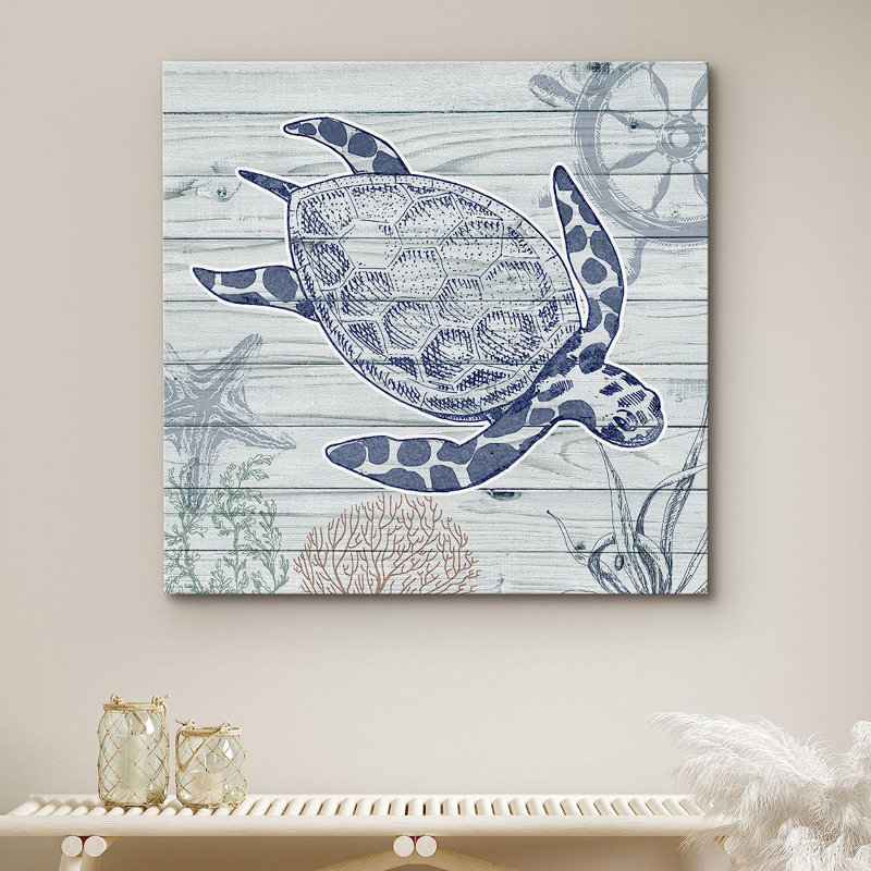 «Marine Lifes In The Sea SeaTurtle Swims In Ocean», reproduction sur toile, L 24 po x H 24 po