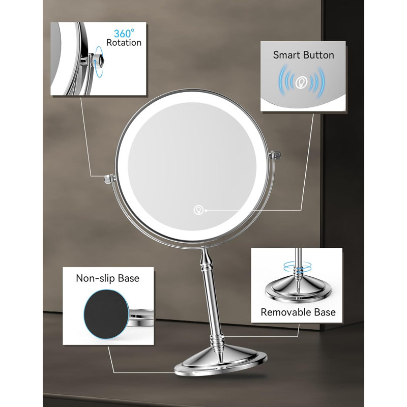 Miroir de maquillage lumineux 4000 mAh rechargeable