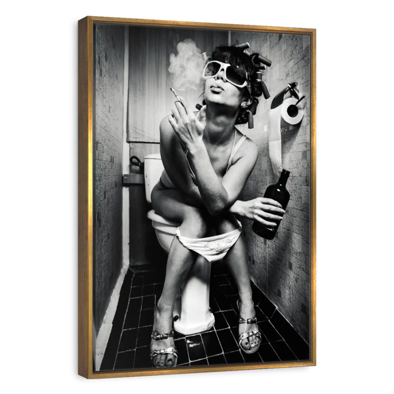 Femme dans la toilette, 25" x 37", Floating Frame Gold