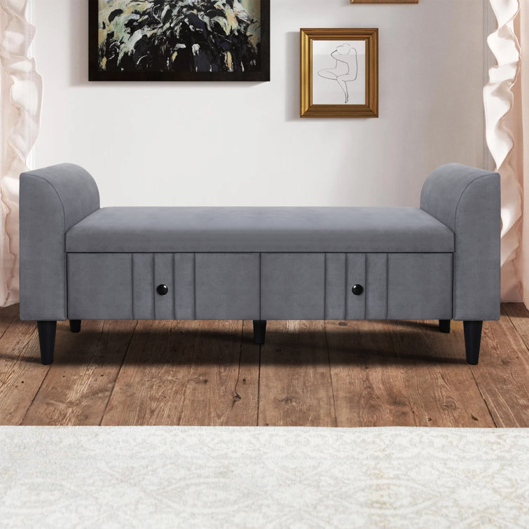 Mercer41 Maeystown Velvet Upholstered Storage Bench - Wayfair Canada