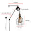 Lampe murale rustique en métal avec bras de fer