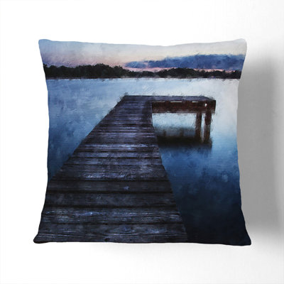 Lake Jetty Painting Scatter Cushion with Filling