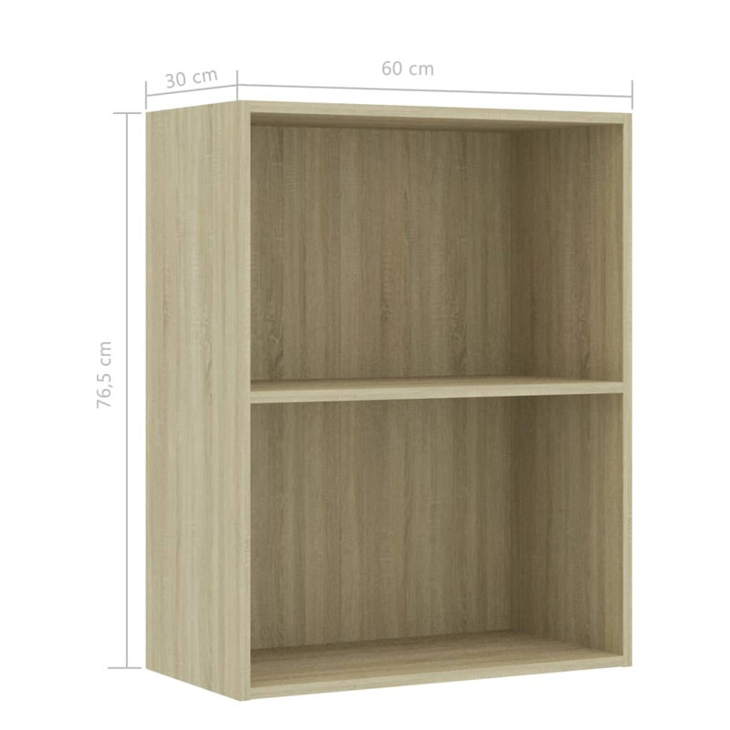 Bibliothèque avec étagère de rangement à 2 niveaux, Chêne de Sonoma, 30.1" H x 23.6" W x 11.8" D