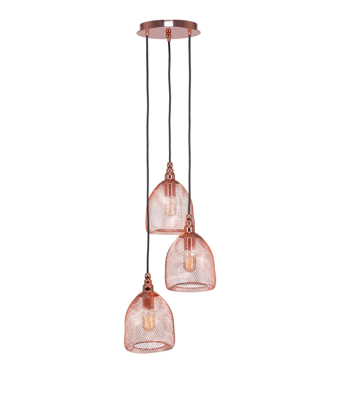 Luminaire suspendu 3 lumières Adkins Plexus, Cuivre