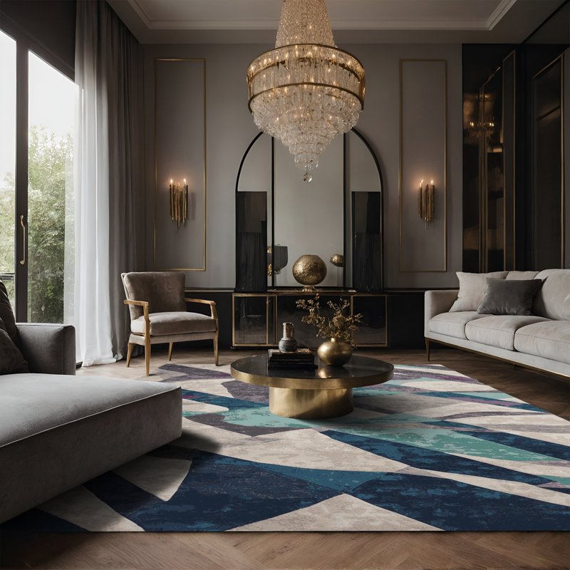 Tapis gris soyeux et moelleux, Rectangulaire 3 pi x 5 pi