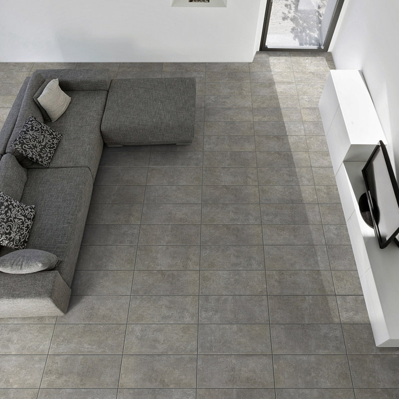 Carreau de porcelaine mate pour plancher et mur 12 po x 24 po 9,5 mm Fontana, Grège