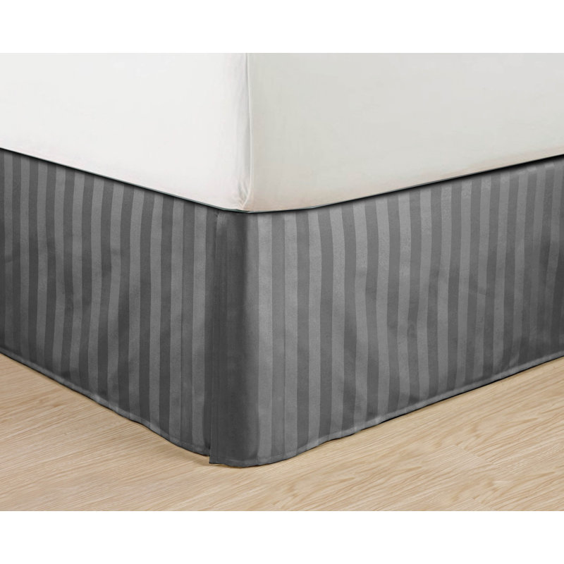 Jupe de lit simple à rayures 14 po Simple Elegance, Gris, Grand